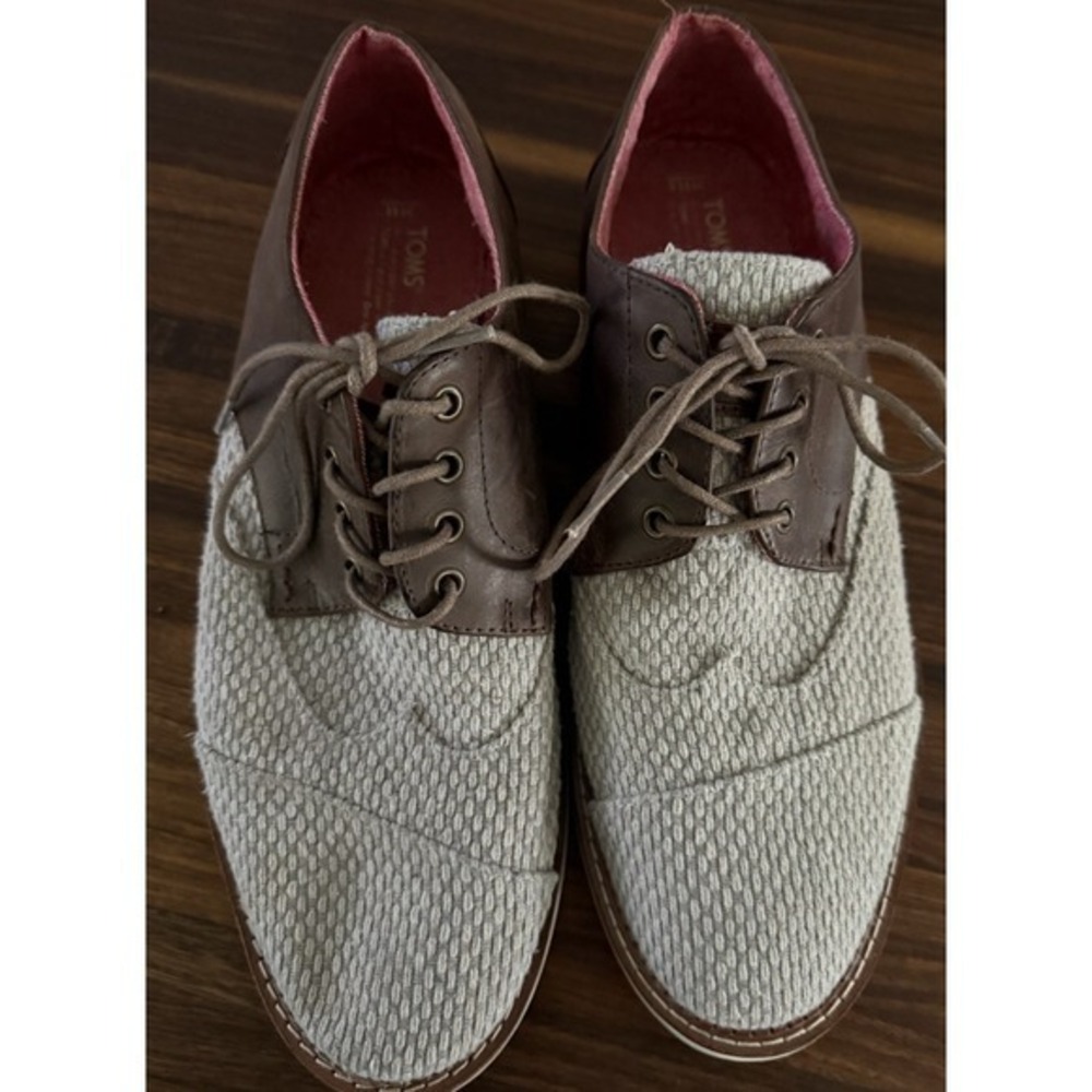 Tom's Oxford Mens Business Casual Shoes 11.5 Knit/leather Tie UPS